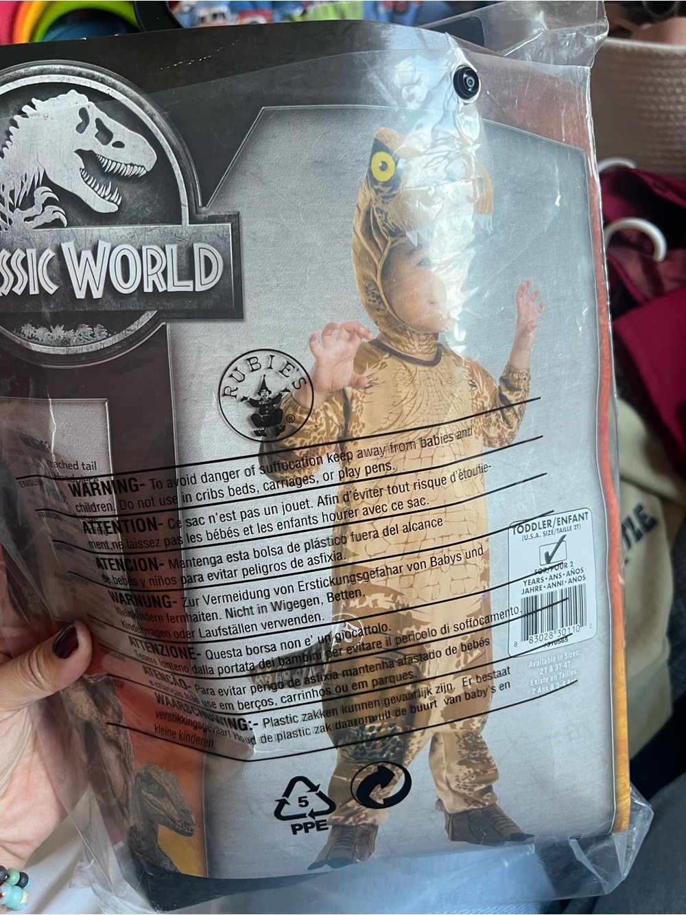 Jurassic World Brown Dinosaur Toddler Costume Size 2T